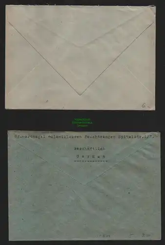 B10501 Brief BAZ Gebühr bezahlt Feuchtwangen 1945 nach Tübingen 1946 n. Kempten