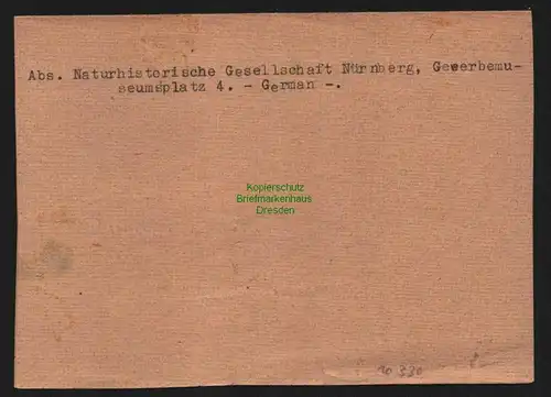 B10330 Faltbrief BAZ Gebühr bezahlt 1946 Nürnberg nach N.-Gebersdorf