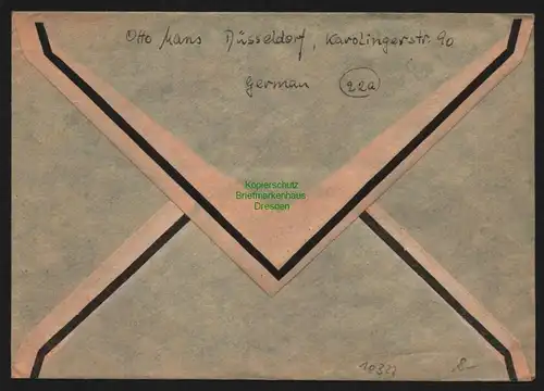 B10322 Brief BAZ Gebühr bezahlt 1946 Düsseldorf Ortsbrief