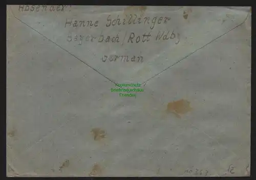 B10353 Brief BAZ Gebühr bezahlt 1945 Bayerbach a. Rott Pfarrkirchen nach München