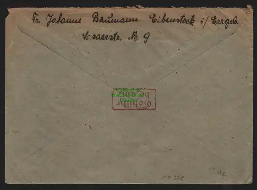 B10378 Brief SBZ Gebühr bezahlt 1945 Eibenstock nach Aschaffenburg