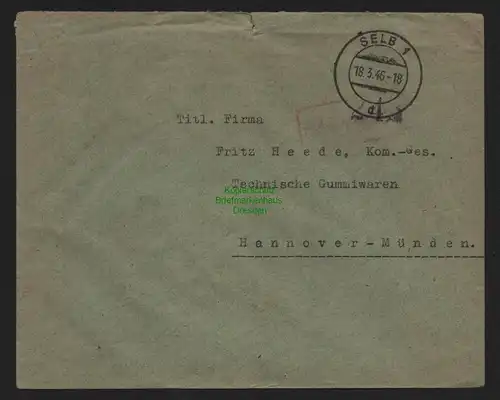 B10476 Brief BAZ Gebühr bezahlt 1946 Selb nach Hannover Münden