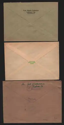 B10400 3x Brief BAZ Gebühr bezahlt 1946 Freiburg Breisgau nach Riesa Dresden
