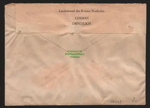 B10479 Brief BAZ Gebühr bezahlt 1947 Landratsamt Sonthofen nach Immenstadt