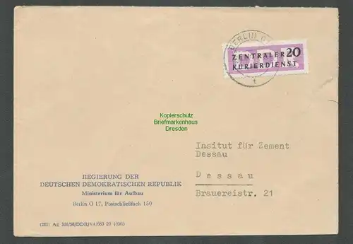 B-5516 Brief ZKD 7 Regierung Ministerium für Aufbau  Institut für Zement Dessau