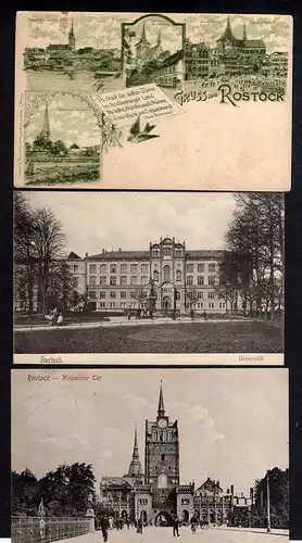 99171 3 AK Rostock 1907 Universität Kröpeliner Tor Stadt der sieben Türme