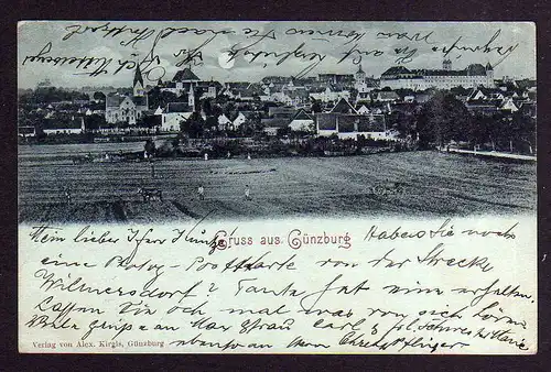 98915 AK Günzburg um 1900 Mondscheinkarte Panorama