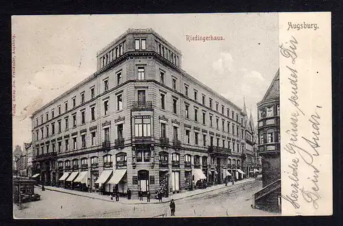 97958 AK Augsburg Riedingerhaus 1905 Wohn- und Geschäftshaus ab 1913 mit Kino