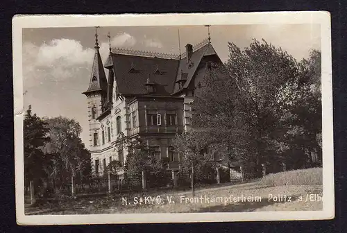 98809 AK Politz an der Elbe Boletice nad Labem Decin Frontkämpferheim Fotokarte