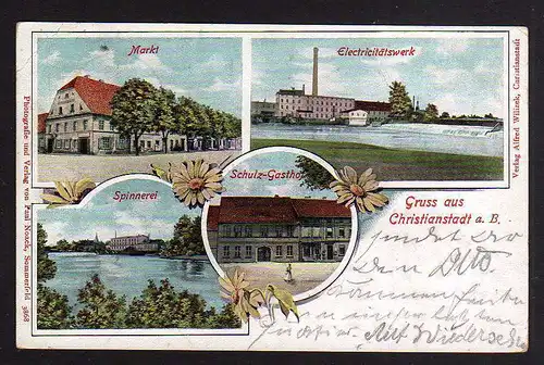 97757 AK Christianstadt am Bober 1905 Elektrizitätswerk Gasthof Schulz Spinnerei