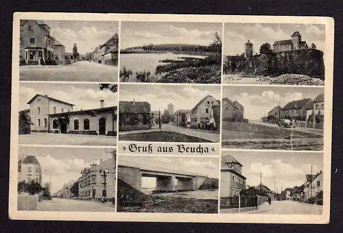 97555 AK Beucha 1949 Bahnhof Straßen Brücke 9 Ansichten