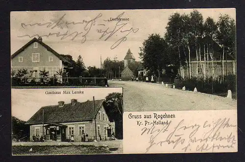 95849 AK Rogehnen Preußisch Holland Ostpreußen 1907 Gasthaus Max Lemke Dorfstr.