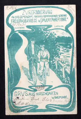 96189 AK All Heil Fahrrad 1901 Erinnerung Radfahr Verein Freiradler Riege und Da