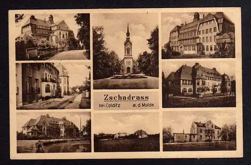 94409 AK Zschadrass bei Colditz Sa. a. Mulde 8 Ansichten 1937