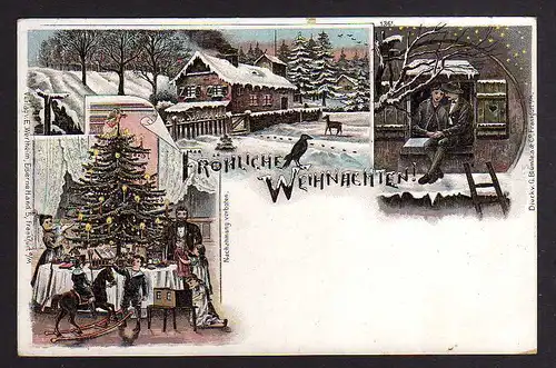 95065 AK Frankfurt a. Main Litho Weihnachten Weihnachtsbaum Paar um 1900