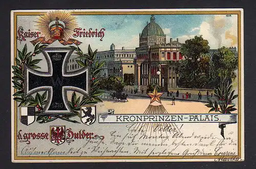 93538 AK Litho Kronprinzen Palais Hamburg Kaiser Friedrich d. grosse Dulder 1900