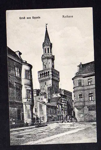 93816 AK Oppeln Schlesien Rathaus um 1910 Reklame Baugeschäft Cement