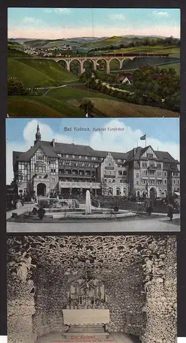 93952 3 AK Bad Kudowa Hotel Fürstenhof 1913 Schädelkapelle Bahnstrecke Reinerz