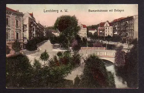93121 AK Landsberg an der Warthe Bismarckstrasse mit Anlagen 1910