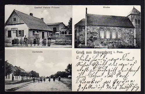 86108 AK Braunsberg Pommern Gasthof Pribnow Kirche Dorfstraße 1916