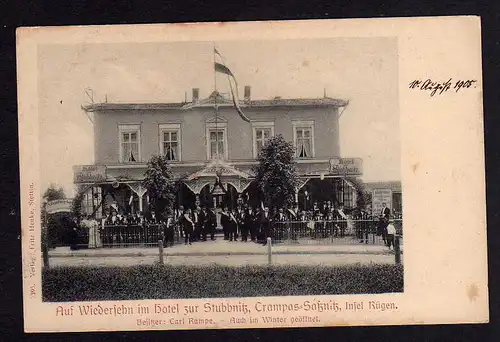 86379 AK Crampas Sassnitz Insel Rügen Hotel zur Stubbnitz 1905 Pension Mittagsti
