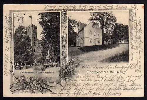82973 AK Wuischke Hochkirch Gasthof Aussichtsturm Czorneboh Oberförsterei 1910