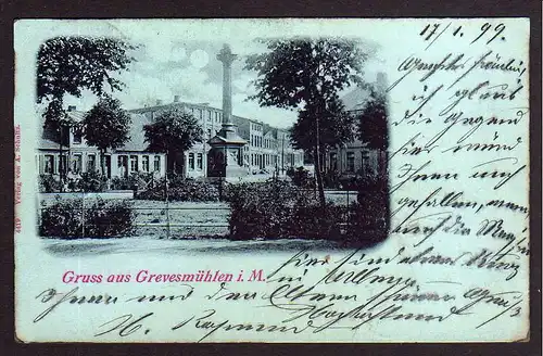 81926 AK Grevesmühlen i. M. 1899 Platz Denkmal