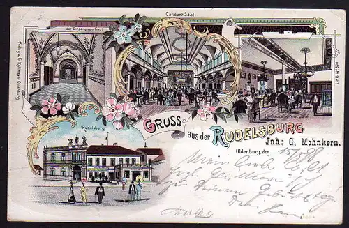 81615 AK Litho Oldenburg 1898 Restaurant Rudelsburg Concert Saal Cafe ...