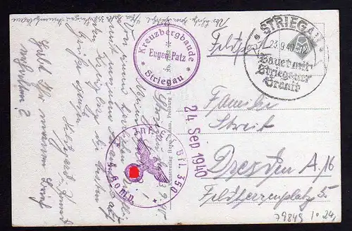 79849 AK Kreuzbergbaude Striegau Schlesien Kreuzberg 1940 Feldpost