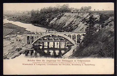 79607 AK Brückenbau Angerrapp bei Tittnaggen Ostpr. Baustelle Brücke vor 1906