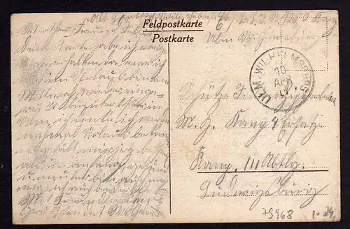 79968 AK Franzenhof  Feldpost Ulm Wilhelmsburg 1917