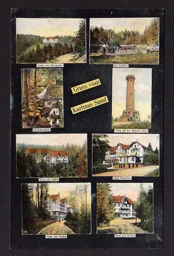 78198 AK Gertelbachfälle Bühlertal 1911 Sand Hauptbau Sandsee Turm auf der Baden