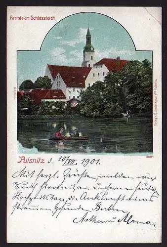 77542 AK Pulsnitz Schlossteich Kirche 1901