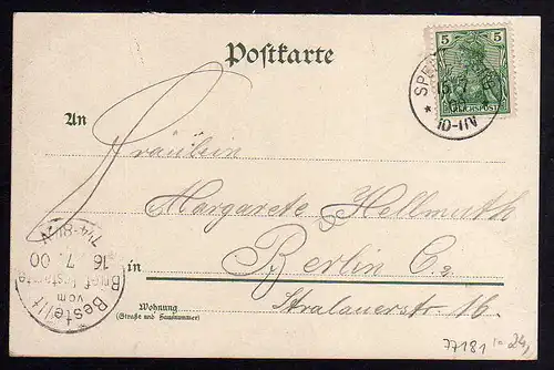 77181 AK Sperenberg Litho Dorfstraße Gips Steinbruch Restaurant Locher  1900