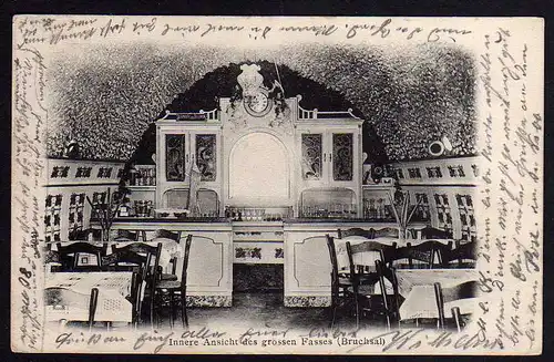 76409 AK Innere Ansicht des grossen Fasses Bruchsal 1903 Gaststätte Restaurant
