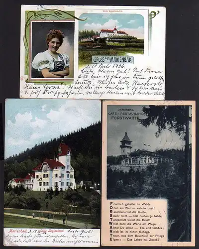 76849 3 AK Marienbad 1906 Villa Luginsland Cafe Restaurant Forstwarte Cafe Eger
