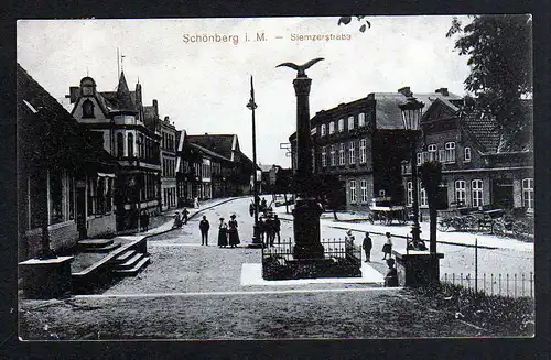 74492 AK Schönberg i. M. Siemzerstraße Denkmal 1916