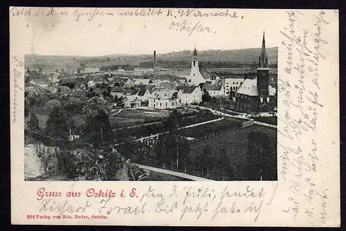 73632 AK Ostritz 1900 Panorama Kirche