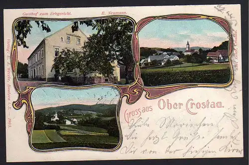 74121 AK Obercrostau Crostau 1905 Gasthof zum Erbgericht Schirgiswalde