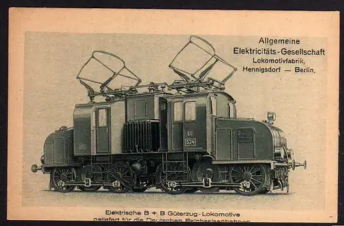 73318 AK Lokomotivfabrik Hennigsdorf Elektrische B + B Lokomotive AEG