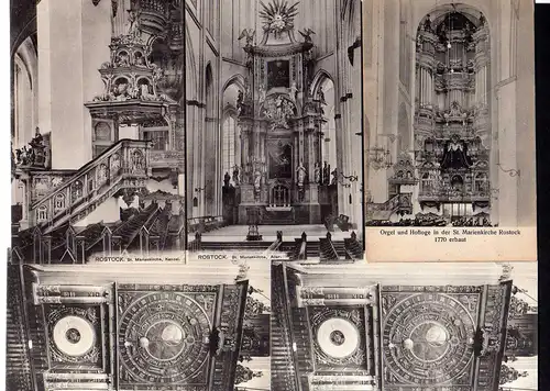 73908 5 AK Rostock Marienkirche Orgel Hofloge Altar Kanzel Sonnenuhr