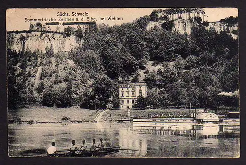 74227 AK Sommerfrische Zeichen a d Elbe bei Wehlen 1922 Sächs. Schweiz Dampfer