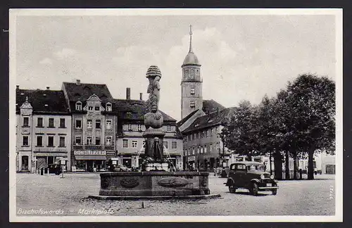 72591 AK Bischofswerda Markt Brunnen Kirche 1940