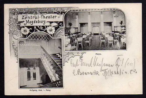 69902 AK Magdeburg Zentral Theater Foyer 1910