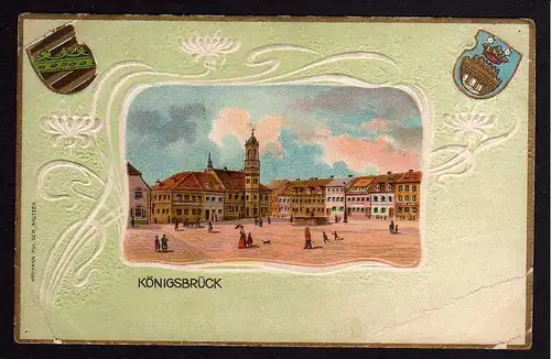 70429 AK Königsbrück Passepartout Litho 1900 Wappen