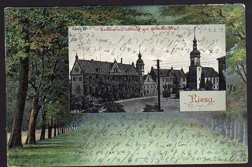 67245 AK Riesa 1902 Rathaus Aichamt Klosterkirche
