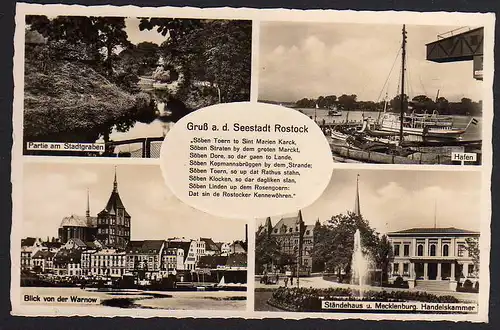 66194 AK Rostock Hafen Ständehaus Gedicht Mundart 1939