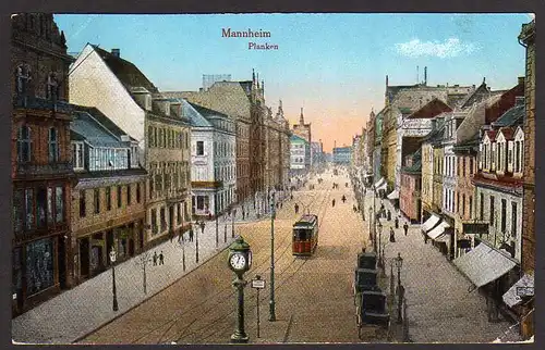40276 AK Mannheim Planken Hotel Garni Uhr 1916