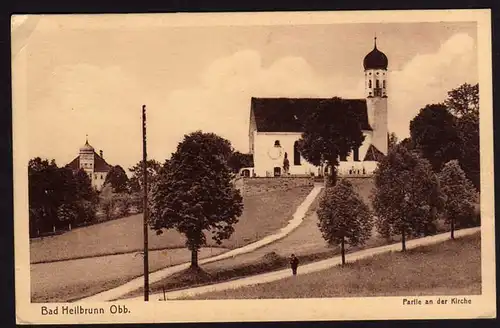 39003 AK Bad Heilbrunn Oberbayern 1928 Partie an der Kirche