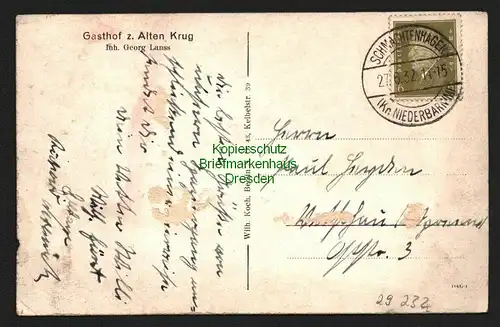 29232 AK Schmachtenhagen M. bei Oranienburg Gasthof z. Alten Krug 1932